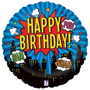 Superhero Birthday 18" Round Foil Balloon, 1ct