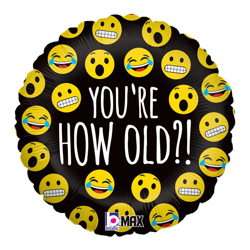 Emoji How Old 18" Round Foil Balloon, 1ct