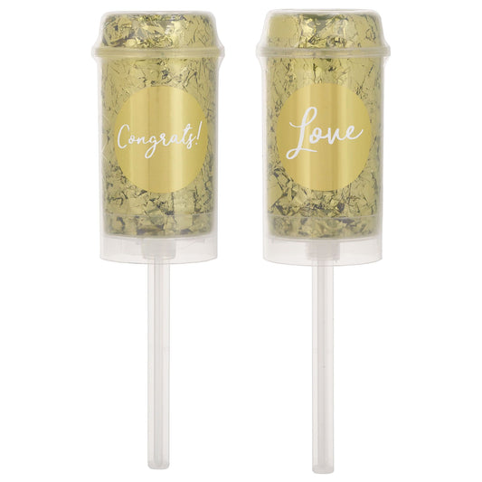 Popper de confeti push up - Dorado, 2 unidades