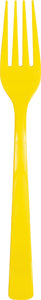 Neon Yellow Solid Plastic Forks, 18ct