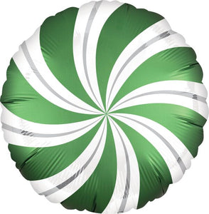 Satin Emerald Candy Swirl 18" Round Foil Balloon, 1ct