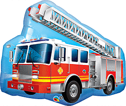 Red Firetruck 36" Shaped Foil Balloon, 1ct