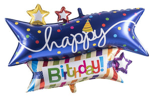 Happy Birthday 36" Banner Shaped Foil Balloon, 1ct