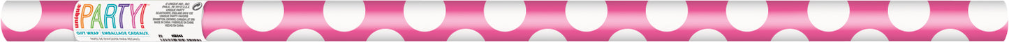 Hot Pink Dots Gift Wrap, 30in x 5ft, 1ct