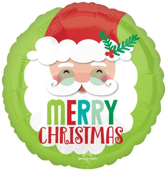 Merry Santa 18" Round Foil Balloon, 1ct