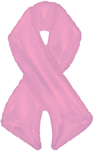 Breast Cancer Awareness Pink Ribbon 42" Shaped Foil Balloon, 1ct