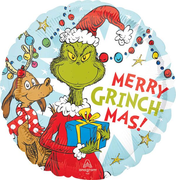 Grinch Christmas 17" Round Foil Balloon, 1ct