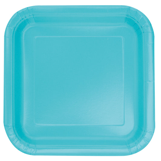 Terrific Teal Square 7" Dessert Plates, 16ct