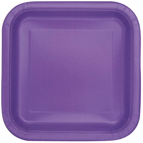Neon Purple Square 7" Dessert Plates, 16ct
