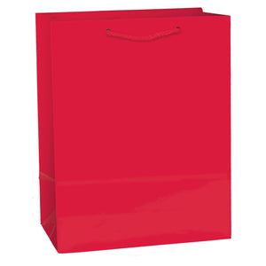 Solid Glossy Apple Red Gift Bag, 1ct