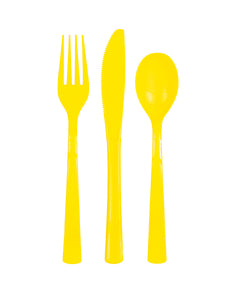 Neon Yellow Assorted Plastic Cutlery, 18pc