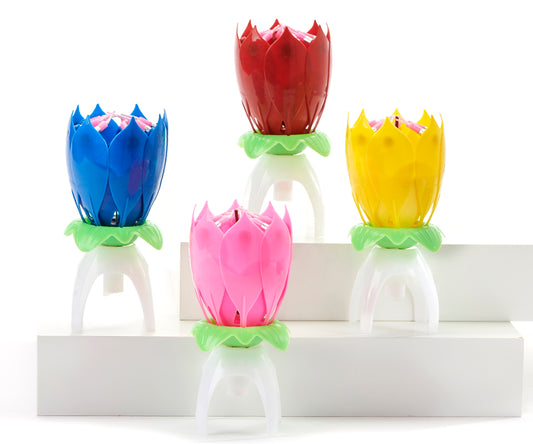 Vela musical con diseño de loto, 1 unidad