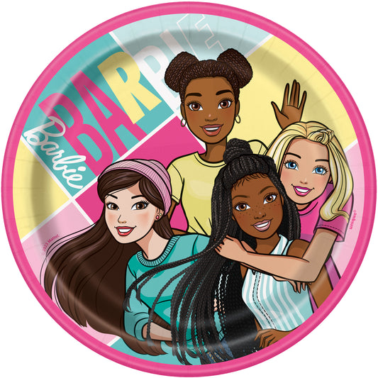 Platos de postre redondos Barbie de 7 pulgadas, 8 unidades