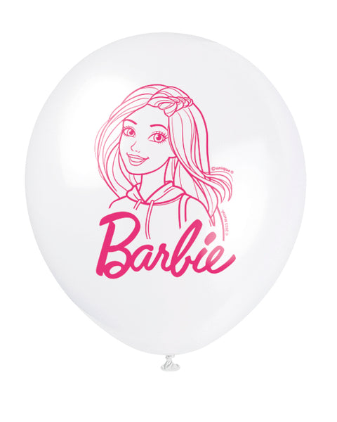 Barbie Assorted Color 12" Latex Balloons, 8ct