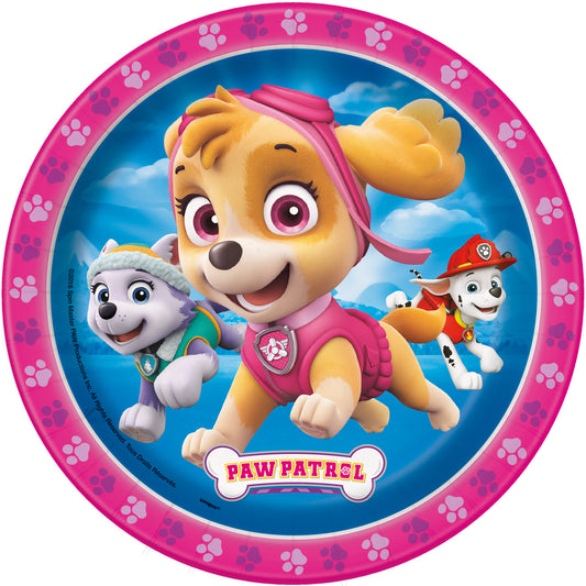 Paw Patrol Pink Round 7" Dessert Plates, 8ct