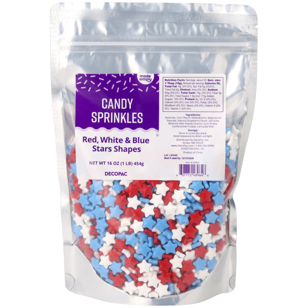 Red, White and Blue Stars Made Simply™ Sugar Candy Decorations 1lb