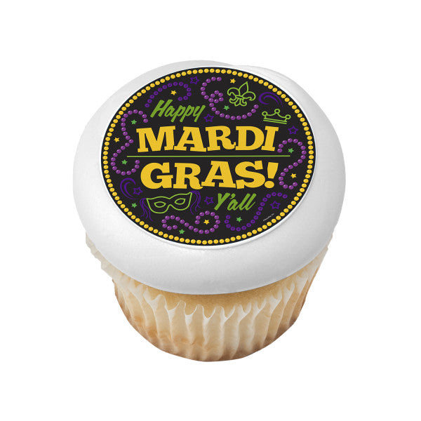 Happy Mardi Gras Y'all Edible Cake Topper Image