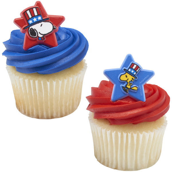 Peanuts® Snoopy® and Woodstock® Patriotic Cupcake Rings 12ct