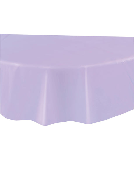 Lavender Solid Round Plastic Table Cover, 84", 1ct