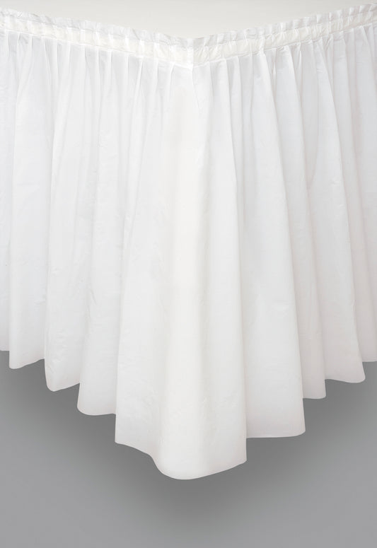 White Solid Plastic Table Skirt, 29"x14ft, 1ct