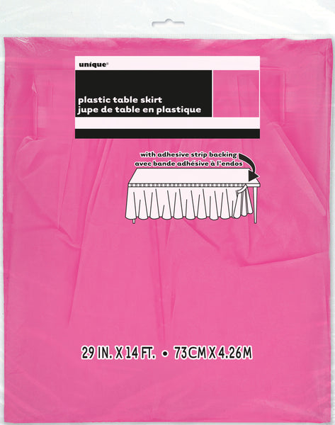Hot Pink Solid Plastic Table Skirt, 29"x14ft, 1ct