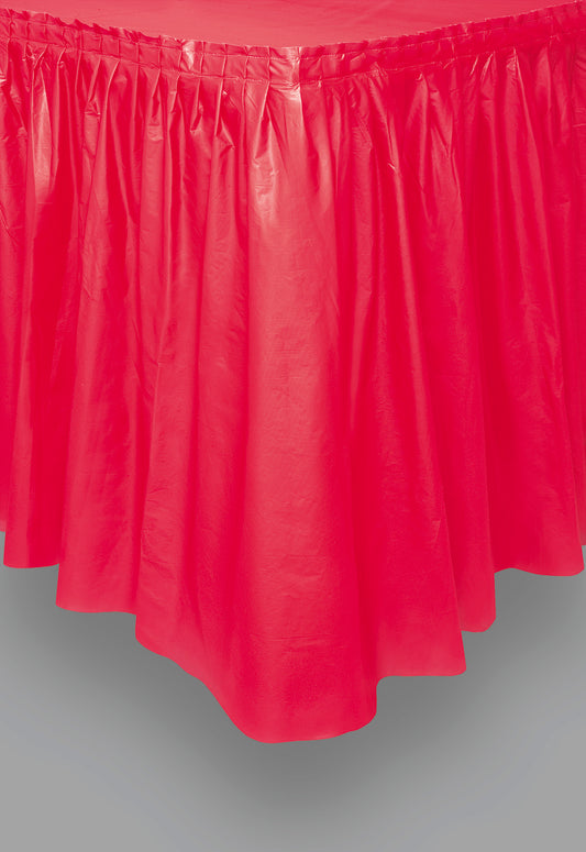 Red Solid Plastic Table Skirt, 29"x14ft, 1ct