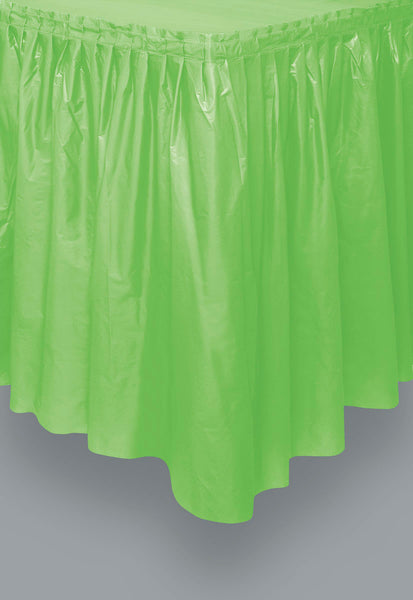 Lime Green Solid Plastic Table Skirt, 29"x14ft, 1ct