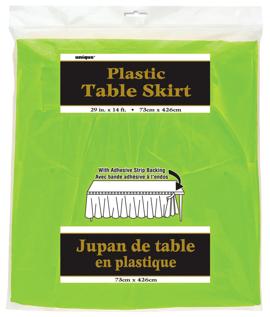 Plastic Lime Green Table Skirt, 14