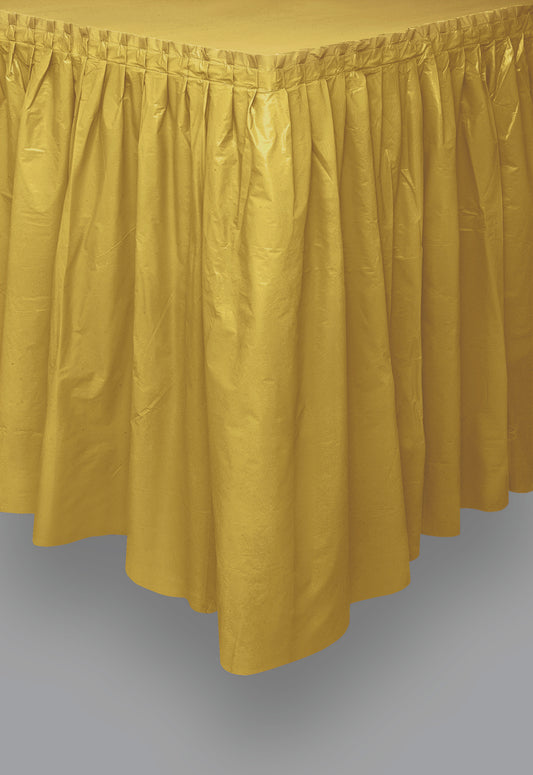 Gold Solid Plastic Table Skirt, 29"x14ft, 1ct