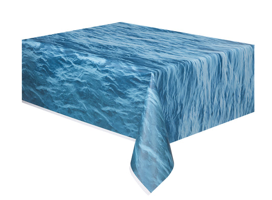 Ocean Waves Rectangular Plastic Table Cover, 54" x 108", 1ct