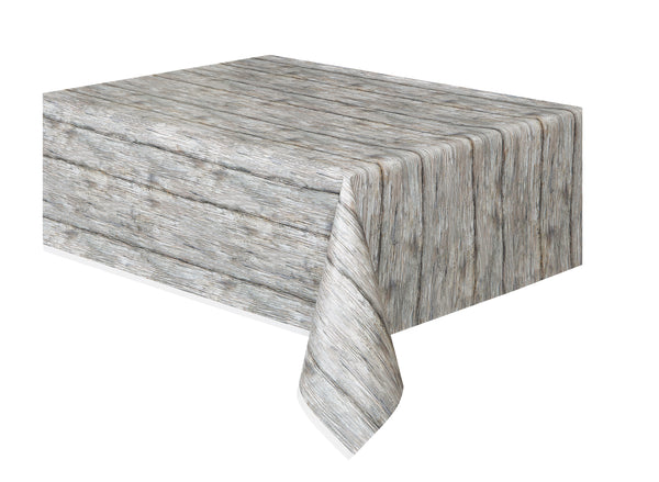Rustic Wood Rectangular Plastic Table Cover, 54" x 108", 1ct