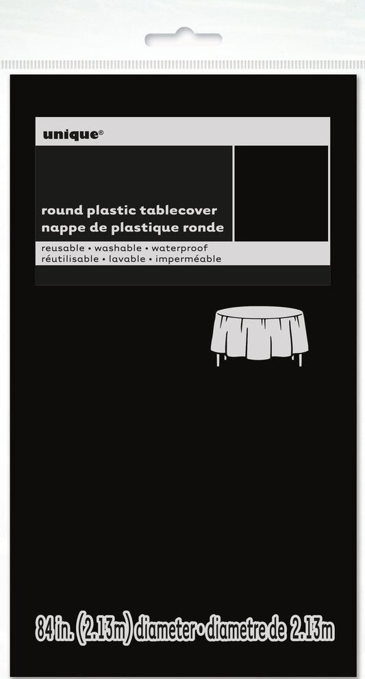 Black Round Table Cover, 84", 1ct