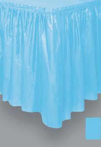 Powder Blue Solid Plastic Table Skirt, 29"x14ft, 1ct