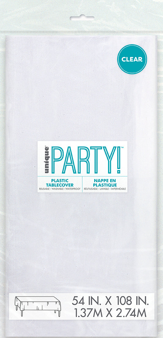 Mantel de plástico transparente para mesa, 54" x 108", 1 unidad