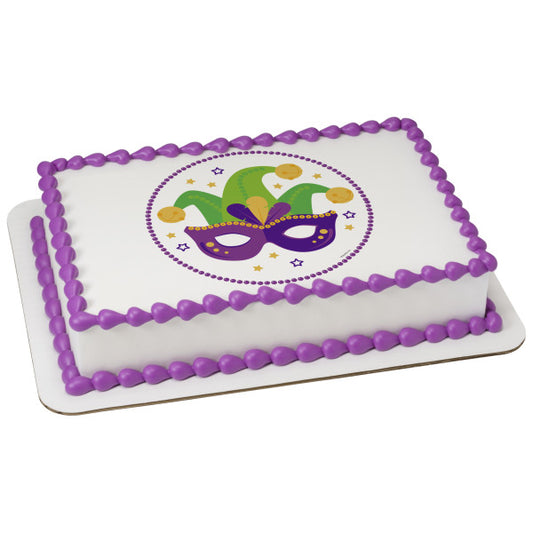 Mardi Gras Mask Edible Cake Topper Image