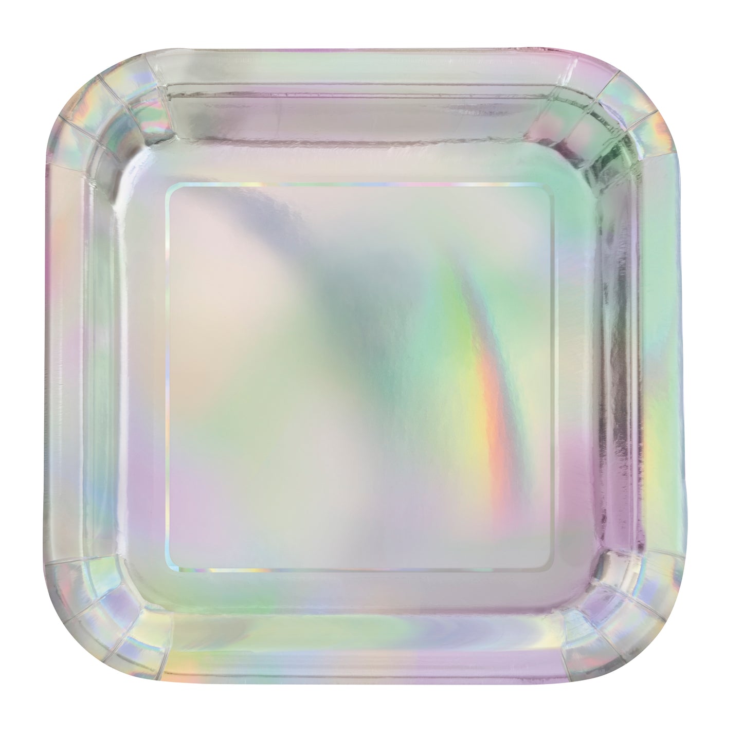 Iridescent Foil Square 9" Dinner Plates, 8ct