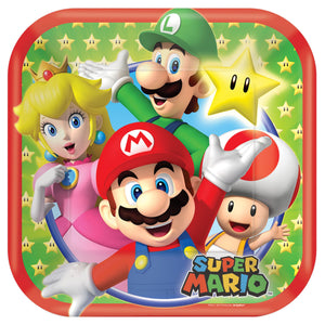 Super Mario Brothers 7" Square Plates, 8ct