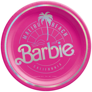 Malibu Barbie 7" Round Metallic Plates, 8ct