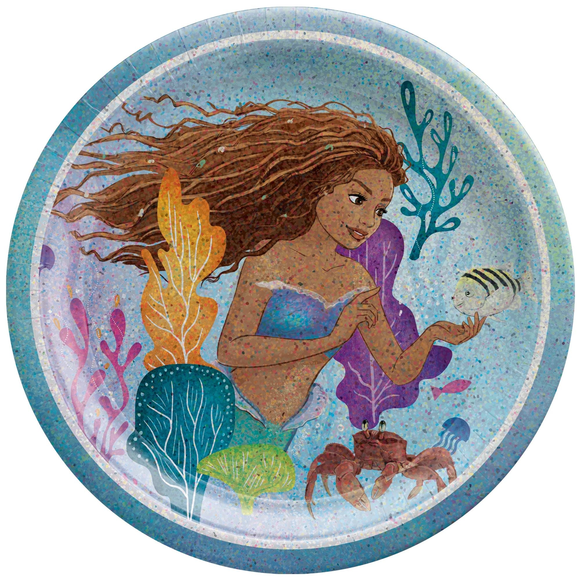 The Little Mermaid 7" Round Plates, 8ct
