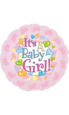 It's a Baby Girl Footsies 18" Round Foil Balloon, 1ct