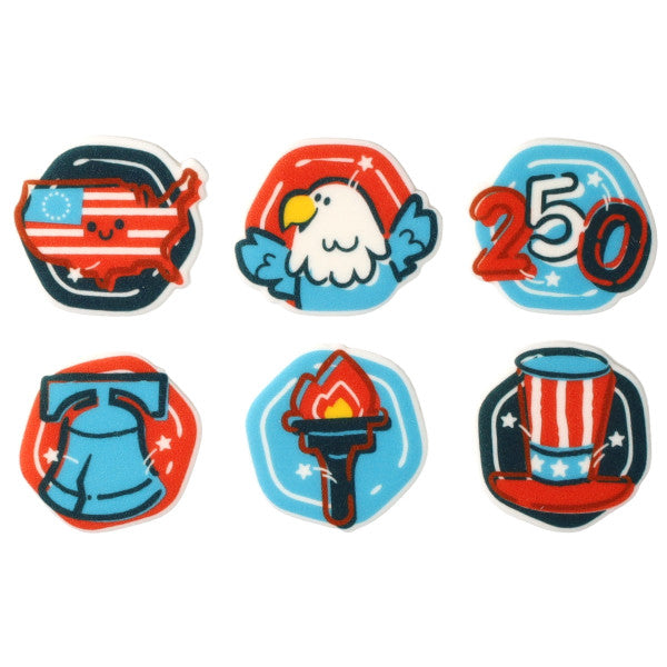 Celebrate America Assortment - Red 3 Free  Sweet Décor® Edible Decorations