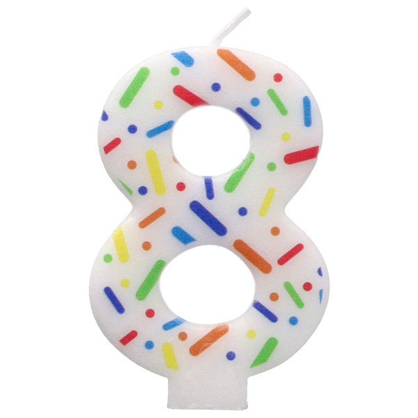 8 Rainbow Sprinkle Numeral Candles