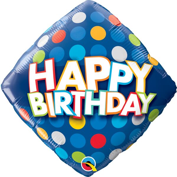 Blue Colorful Dots Birthday 18" Foil Balloon, 1ct