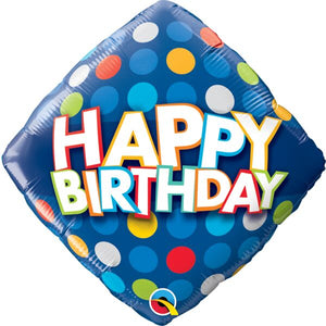 Blue Colorful Dots Birthday 18" Foil Balloon, 1ct