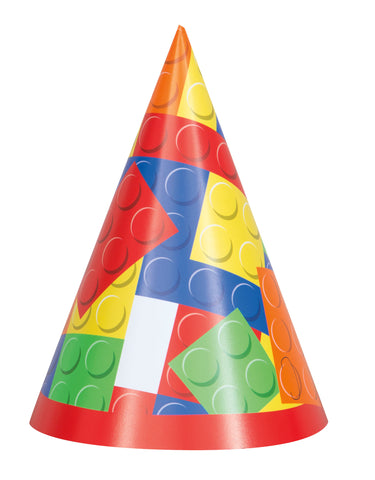 Building Blocks Birthday Party Hats, 8ct