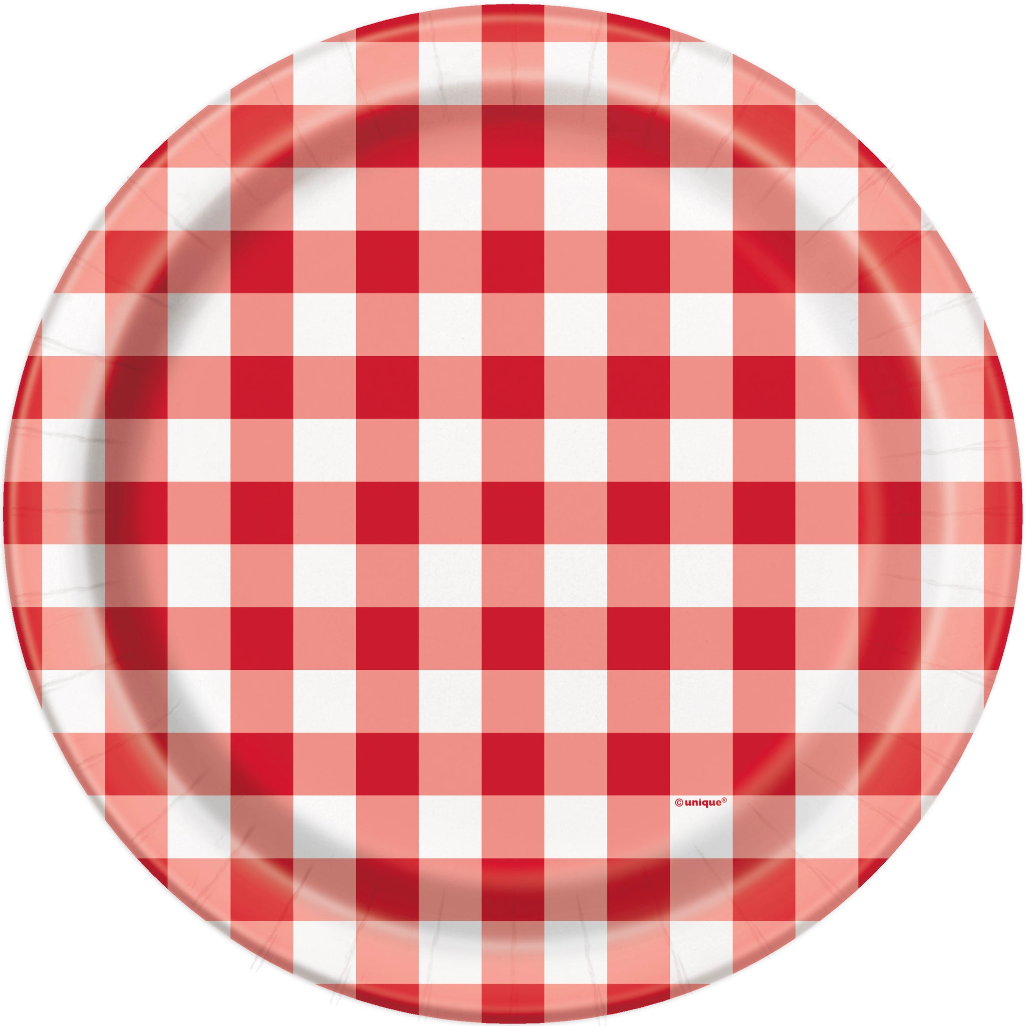 Red Gingham Round 9" Dinner Plates, 8ct