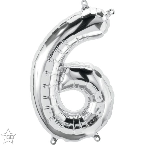 North Star Balloons 16" Numeral 6 Balloon - Silver, 1ct