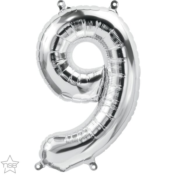 North Star Balloons 16" Numeral 9 Balloon - Silver, 1ct