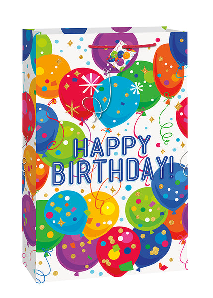Bright Balloons and Dots Happy Birthday Gift Bag, 16" x 22", 1ct