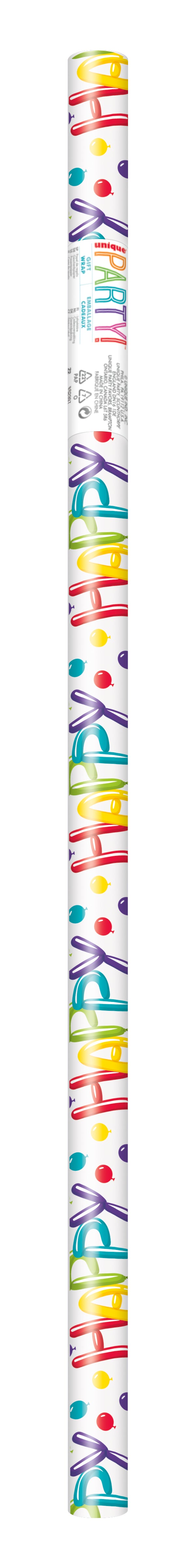 Colorful Birthday Gift Wrap, 30"x 5ft